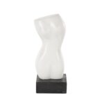 White Marble Woman Abstract Female Form Decorative Sculpture with Black Block Base - Image 2