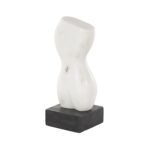 White Marble Woman Abstract Female Form Decorative Sculpture with Black Block Base - Image 3