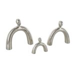 Silver Ceramic Family Abstract Arched Decorative Sculpture, Set of 3 - Image 2