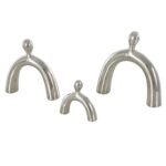 Silver Ceramic Family Abstract Arched Decorative Sculpture, Set of 3 - Image 3