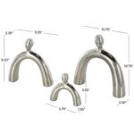 Silver Ceramic Family Abstract Arched Decorative Sculpture, Set of 3 - Image 4