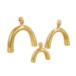 Gold Ceramic Family Abstract Arched Decorative Sculpture, Set of 3 - Image 4