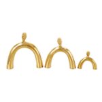 Gold Ceramic Family Abstract Arched Decorative Sculpture, Set of 3 - Image 2