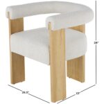 Cream Polyester Curved Back Mid-Century Modern Round Boucle Living Room Accent Chair with Light Brown Wood Frame - Image 4