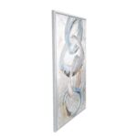 Gray Canvas Abstract Interlocked Rings Living Room Framed Wall Art with Gold and Blue Accents - Image 2