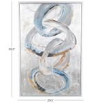 Gray Canvas Abstract Interlocked Rings Living Room Framed Wall Art with Gold and Blue Accents - Image 4