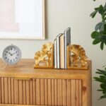 Gold Polystone Tree Ginkgo Decorative Bookends, Set of 2