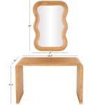 Brown Wood Handmade Ribbed Living Room Console Table with Mirror, Set of 2 - Image 4
