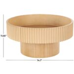 Light Brown Wood Ribbed Decorative Bowl with Elevated Base - Image 4