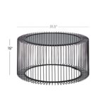 Black Metal Open Wire Frame Living Room Coffee Table with Shaded Glass Top - Image 4