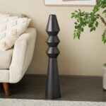 Black Metal Art Deco Fluted Decorative Vase