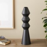 Black Metal Art Deco Fluted Decorative Vase