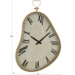 White Metal Abstract Wavy Decorative Wall Clock with Gold Frame and Black Accents - Image 4