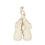 Cream Ceramic Elephant Decorative Sculpture with Raised Trunks, Set of 2 - Image 3