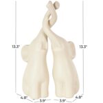 Cream Ceramic Elephant Decorative Sculpture with Raised Trunks, Set of 2 - Image 4