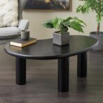 Black Wood Heart Inspired Living Room Coffee Table with 3 Legs