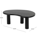 Black Wood Heart Inspired Living Room Coffee Table with 3 Legs - Image 4