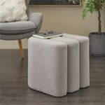 Gray Polyester S- Shaped Room Ottoman with Connected Arches