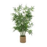 Green Faux Foliage Indoor Outdoor Artificial Tree with Realistic Leaves and Brown Seagrass Pot - Image 3