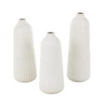 White Metal Textured Decorative Vase with Honeycomb Pattern, Set of 3 - Image 2