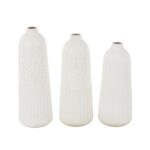 White Metal Textured Decorative Vase with Honeycomb Pattern, Set of 3 - Image 3