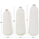 White Metal Textured Decorative Vase with Honeycomb Pattern, Set of 3 - Image 4