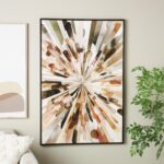 Multi-coloured Canvas Sunburst Abstract Living Room Framed Wall Art with Black Frame
