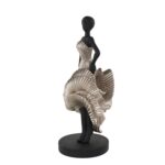 Black Polyresin Dancer Decorative Sculpture with Silver Dress - Image 2