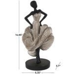 Black Polyresin Dancer Decorative Sculpture with Silver Dress - Image 4