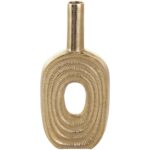 Gold Aluminum Metal Geometric Circular Decorative Vase with Linear Etchings - Image 2