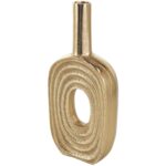 Gold Aluminum Metal Geometric Circular Decorative Vase with Linear Etchings - Image 3