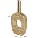 Gold Aluminum Metal Geometric Circular Decorative Vase with Linear Etchings - Image 4