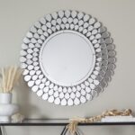 Silver Glass Starburst Room Wall Mirror with Teardrop Embellishment
