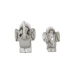 Silver Porcelain Ceramic Elephant Decorative Sculpture, Set of 2 - Image 2