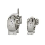 Silver Porcelain Ceramic Elephant Decorative Sculpture, Set of 2 - Image 3