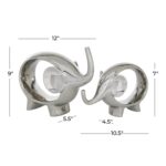 Silver Porcelain Ceramic Elephant Decorative Sculpture, Set of 2 - Image 4