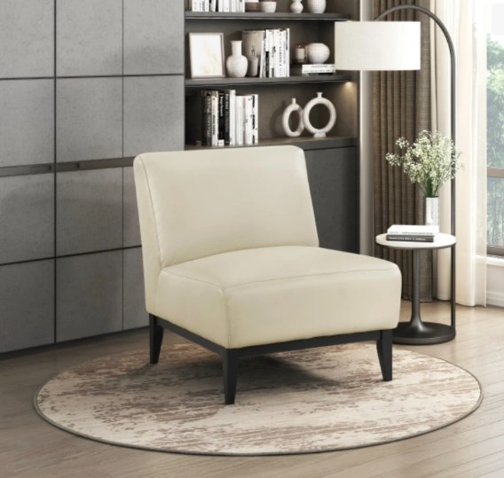 1129BEG-1 Houghton Full Leather Accent Chair - Beige - Image 1
