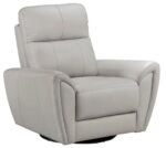 Essex Light Gray Top-Grain Leather 2-Piece Sectional & Right Chaise W/Swivel Glider Chair - Image 9