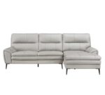 Essex Light Gray Top-Grain Leather 2-Piece Sectional & Right Chaise W/Swivel Glider Chair - Image 3