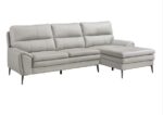 Essex Light Gray Top-Grain Leather 2-Piece Sectional & Right Chaise W/Swivel Glider Chair - Image 4