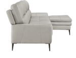 Essex Light Gray Top-Grain Leather 2-Piece Sectional & Right Chaise W/Swivel Glider Chair - Image 5