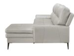 Essex Light Gray Top-Grain Leather 2-Piece Sectional & Right Chaise W/Swivel Glider Chair - Image 6