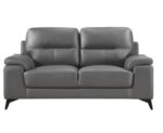 Mischa Dark Gray 2pc Sofa Set - Top Grain Leather - Image 5