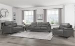 Mischa Dark Gray 2pc Sofa Set - Top Grain Leather - Image 2
