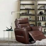 Dark Brown Leather Swivel Glider Recliner