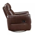 Dark Brown Leather Swivel Glider Recliner - Image 5
