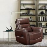 Dark Brown Leather Swivel Glider Recliner - Image 2