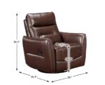 Dark Brown Leather Swivel Glider Recliner - Image 7