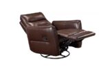Dark Brown Leather Swivel Glider Recliner - Image 6