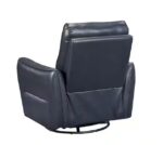 Dark Blue Leather Swivel Glider Recliner - Image 3